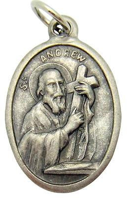 MRT St Andrew Patron Saint Scotland Medal Silver Plate Catholic Gift 3/4" Italy