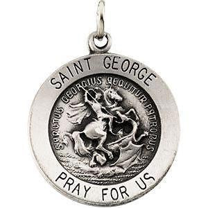 MRT St George Sterling Silver Medal Saint Of England 3/4" w Chain Boxed Gift