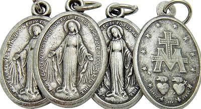 Catholic Miraculous Mary Holy Medal Gift Silver Tone Metal 3/4" Italy, Bulk Pack