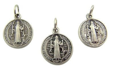 MRT Lot Of 3 St Benedict Two Sided Silver Plate Medal Protection From Evil 5/8"