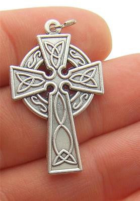 MRT Silver Plate Celtic Pectoral Pendant Irish Catholic Cross 1 1/2"