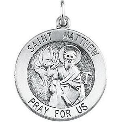 MRT St Matthew Sterling Silver Medal Bankers Saint 3/4" w Chain & Boxed Gift