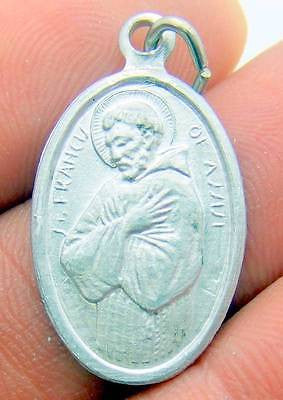 MRT One St Francis Silver Tone Aluminum Saint Medal Catholic Gift 3/4" Italy