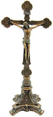Standing Crucifix Sculpture Antique Style Catholic Cross Gift 13" Tall by MRT