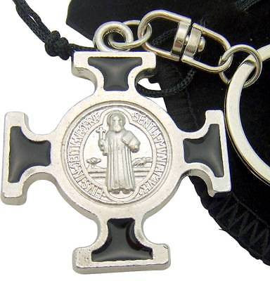 MRT St Saint Benedict 3 3/4" Cross Keychain Key Ring From Italy w Gift Bag