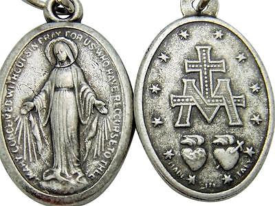 MRT Catholic Miraculous Mary Holy Medal Gift Silver Tone Metal 3/4" Made Italy