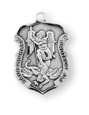 MRT Sterling Silver St Michael Shield Police Law Enforcement Badge 9/16" Medal
