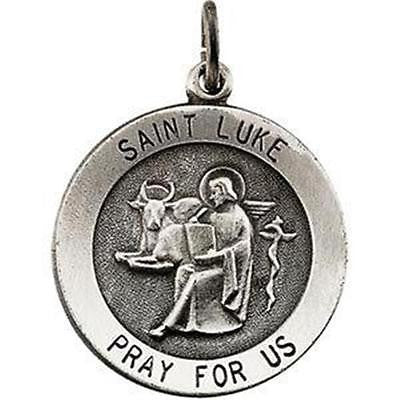 MRT St Luke Sterling Silver Doctors Physicians Medal 3/4" w Chain Boxed Gift