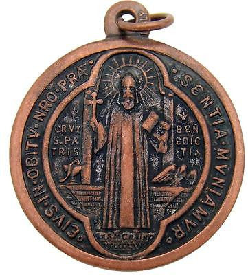 MRT St Benedict Bronze Pendant Medal Protection Medallion Gift 1" from Italy
