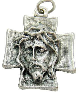 MRT Ecce Homo Jesus Christ Cross Pendant Silver Plate Metal Cross Gift 1"