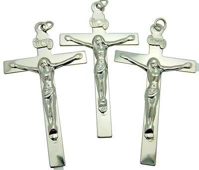 MRT Lot Of 3 Silver Plate Traditional Crucifix Pendant Cross Catholic Gift 1.5"