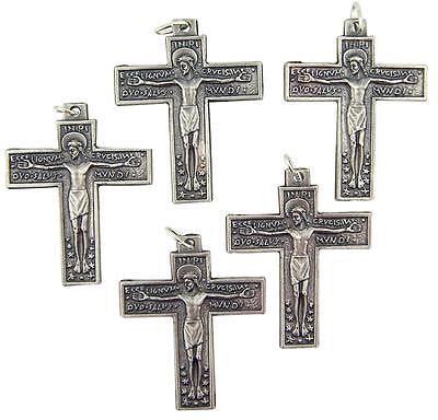 MRT Lot Of 5 Silver Plate Crucifix Artist Cross Catholic Pendant 1 3/4" Italian