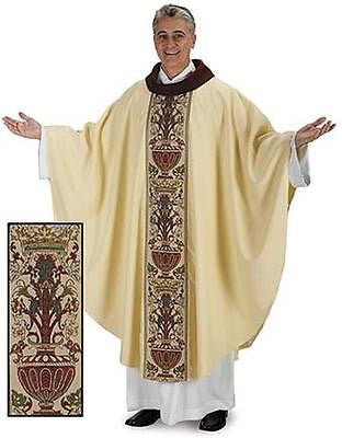 MRT Coronation Tapestry Chasuble w Velvet Cowl Priest Vesment 52"L w Understole
