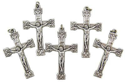 MRT Lot Of 5 Silver Plate Metal Crucifix Pendant Cross Catholic Gift 1 3/4"L