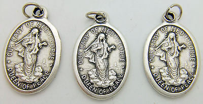 3 Our Lady of Medjugorje Mary Madonna Catholic Medal Silver Plate 3/4" Italy