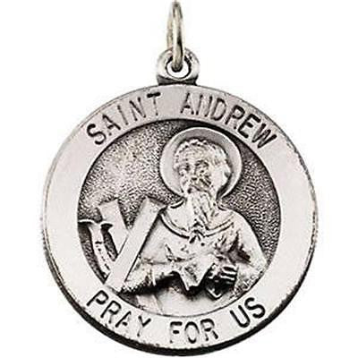 MRT St Andrew Sterling Silver Medal Patron Saint Scotland 3/4" w Chain Boxd Gift