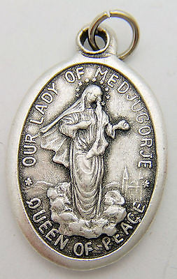 MRT Our Lady of Medjugorje Mary Madonna Catholic Medal Silver Plate 3/4" Italy