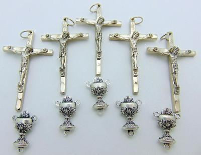 MRT First Communion Rosary Part Lot of 10 Silver Tone Metal Crucifix Centerpiece