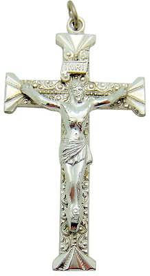MRT Sterling Silver Mens Large Crucifix 1 3/4" Cross Pendant Gift w Chain Boxed