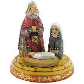 Hand Carved & Painted Wooden Nativity of Christ Christmas Russia Import 4"x3