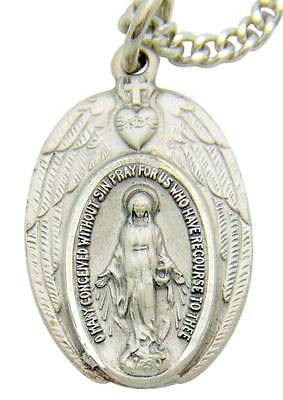 MRT Miraculous Mary Sterling Silver Medal 13/16" w Chain Boxed Catholic Gift