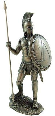Spartan Hoplite Ancient Greek Warrior w/ Spear & Shield Artistic Statue 13" Gift