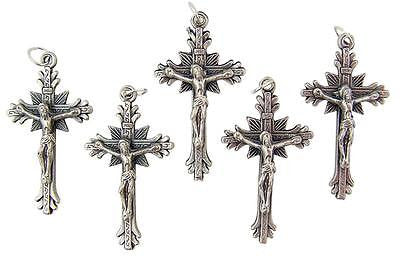 MRT Lot Of 5 Silver Plate Metal Crucifix Pendant Catholic Holy Gift 1 1/2"L
