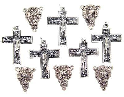 MRT Lot Of 10 Silver Plate Crucifix Artist Cross & Mary Queen Of Universe Lot