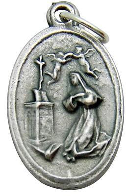 MRT St Rita Saint Catholic Holy Medal Womens Patron Silver Tone Metal 3/4" Italy