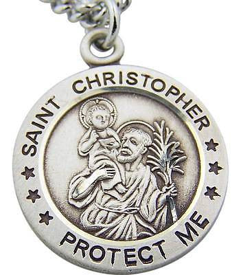 MRT Sterling Silver Mens St Christopher Football Medal 3/4" w S Steel Chain