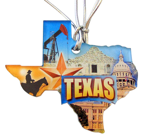Texas Christmas Ornament Acrylic State Shaped Decoration Boxed Gift Made in The USA