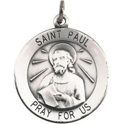 MRT St Paul Sterling Silver Saint Medal Pendant 3/4" w Chain & Boxed Gift