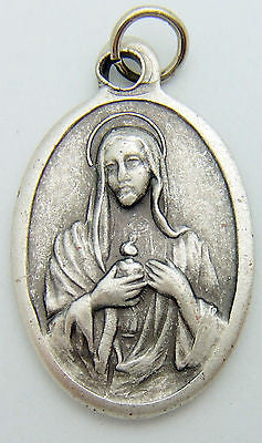 MRT Immaculate Heart Catholic Mary Madonna Medal Silver Plate 3/4" Italian Gift