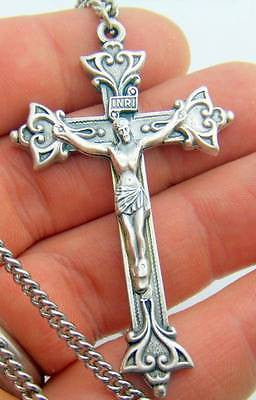 MRT Sterling Silver 2" Fleury Crucifix Cross Pendant Only Catholic Gift