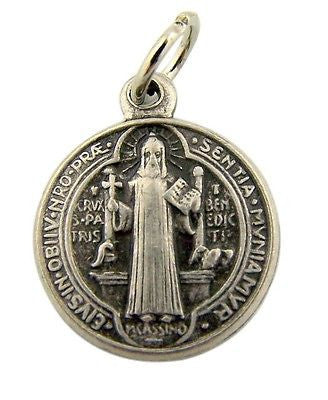 MRT One St Benedict Two Sided Silver Plate Medal Protection From Evil 3/4" Gift