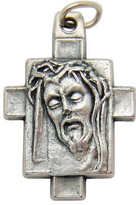 MRT Ecce Homo Jesus Crucifix Cross Pendant Silver Plate Metal Cross Gift 1"