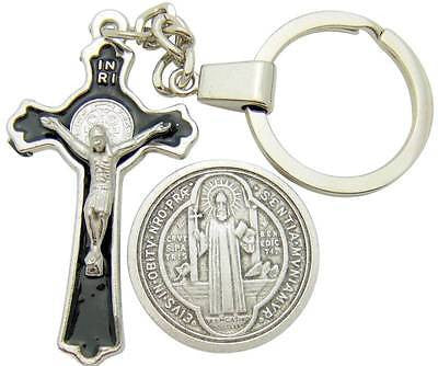 Saint Benedict Mini Gift Set 2 Piece Lot Keychain & 1" Prayer Coin Token by MRT