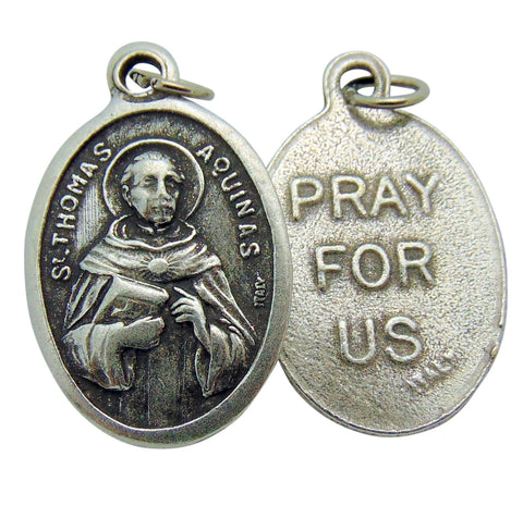 Set of Five Saint Thomas Aquinas Medal 3/4" Metal Catholic Saint Pendant Gift Made in Italy