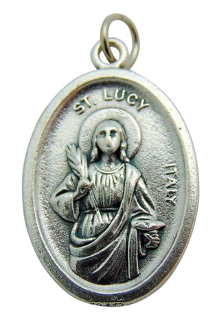 Set of Five Saint Lucy Medal 3/4" Metal Catholic Saint Pendant Gift Made in Italy
