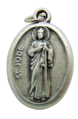 Set of Five Saint Jude Medal 3/4" Metal Catholic Saint Pendant Gift Made in Italy