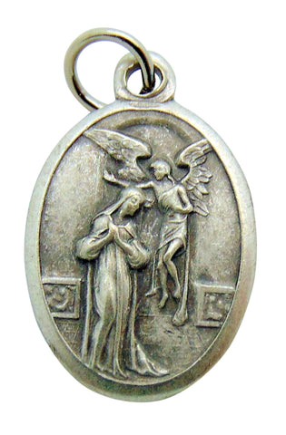 Set of Five O.L. of Annunciation Medal 3/4" Metal Catholic Saint Pendant Gift Made in Italy