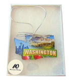 Washington Christmas Ornament Acrylic State Shaped Decoration Boxed Gift Made in The USA