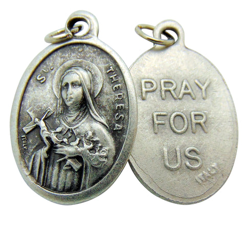 Set of Five Saint Theresa Medal 3/4" Metal Catholic Saint Pendant Gift Made in Italy
