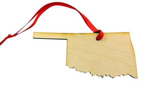 Oklahoma Wooden Christmas Ornament State Map Boxed Gift Handmade in The U.S.A.