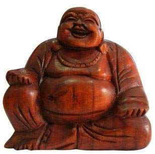 Westman Works Laughing Buddha Statue Handcarved Wooden Figurine Home Decor, 4 1/2 Inch