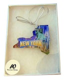 New York Christmas Ornament Acrylic State Shaped Decoration Boxed Gift Made in The USA