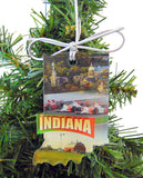 Indiana Christmas Ornament Acrylic State Shaped Decoration Boxed Gift Made in The USA