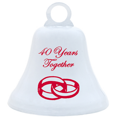 40 Years Together Fortieth Wedding Anniversary Bell Ornament with Ribbon Gift Boxed