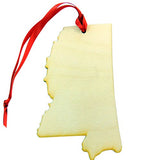 Mississippi Wooden Christmas State Map Ornament Boxed Gift Handmade in The U.S.A.