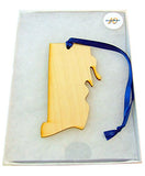 Rhode Island Wooden Christmas Ornament State Map Boxed Gift Handmade in The U.S.A.